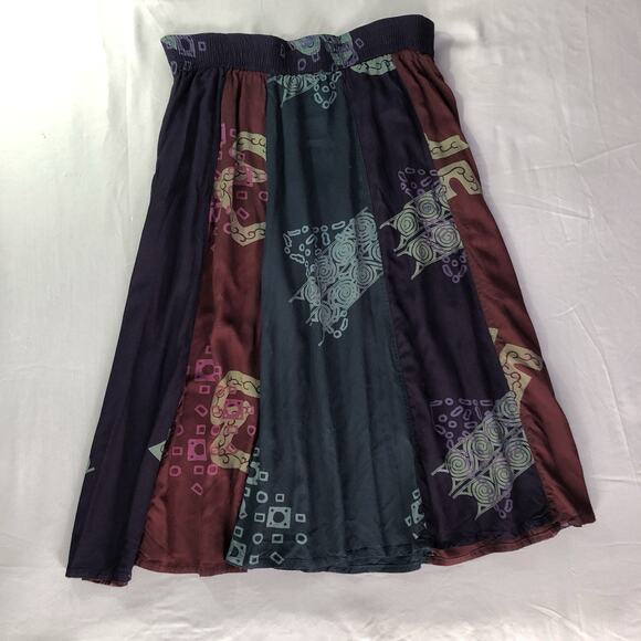 We Be Bop Artsy Batik Grunge Skirt Vintage 90s/2000s Y2K Size 10 Elastic Boho - Picture 7 of 7